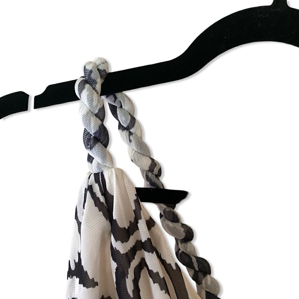 Nicholas Drue Draped Asymmetrical Midi Dress black white print braid Revolve 12 - Picture 7 of 14